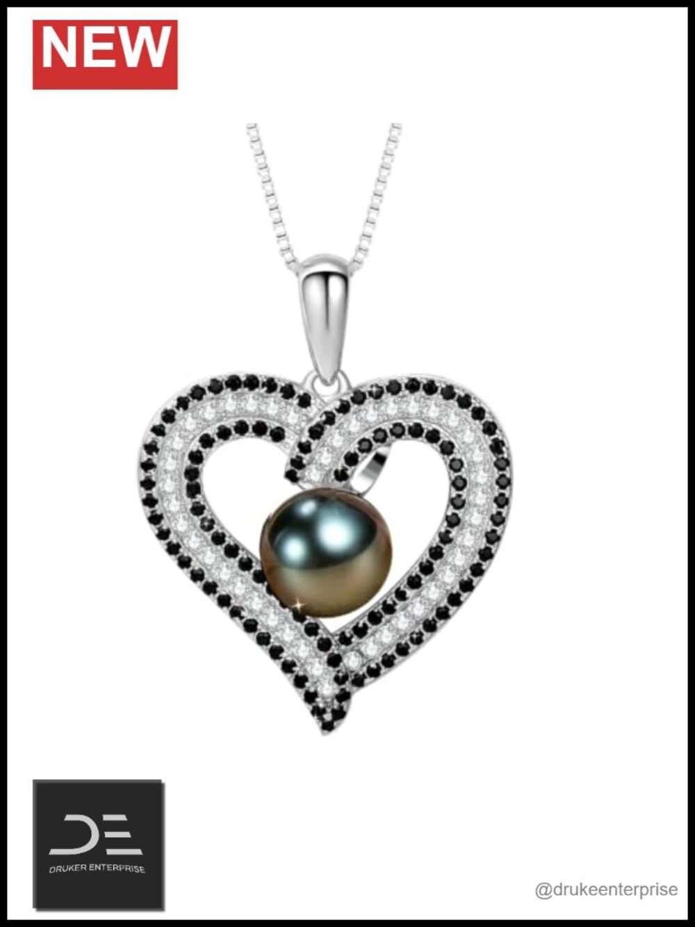 18K Gold Plated 925 Sterling Silver Black Pearl Pendant Necklace